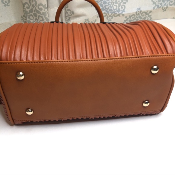 Vegan leather speedy handbag cognac brown fringe - Picture 8 of 8